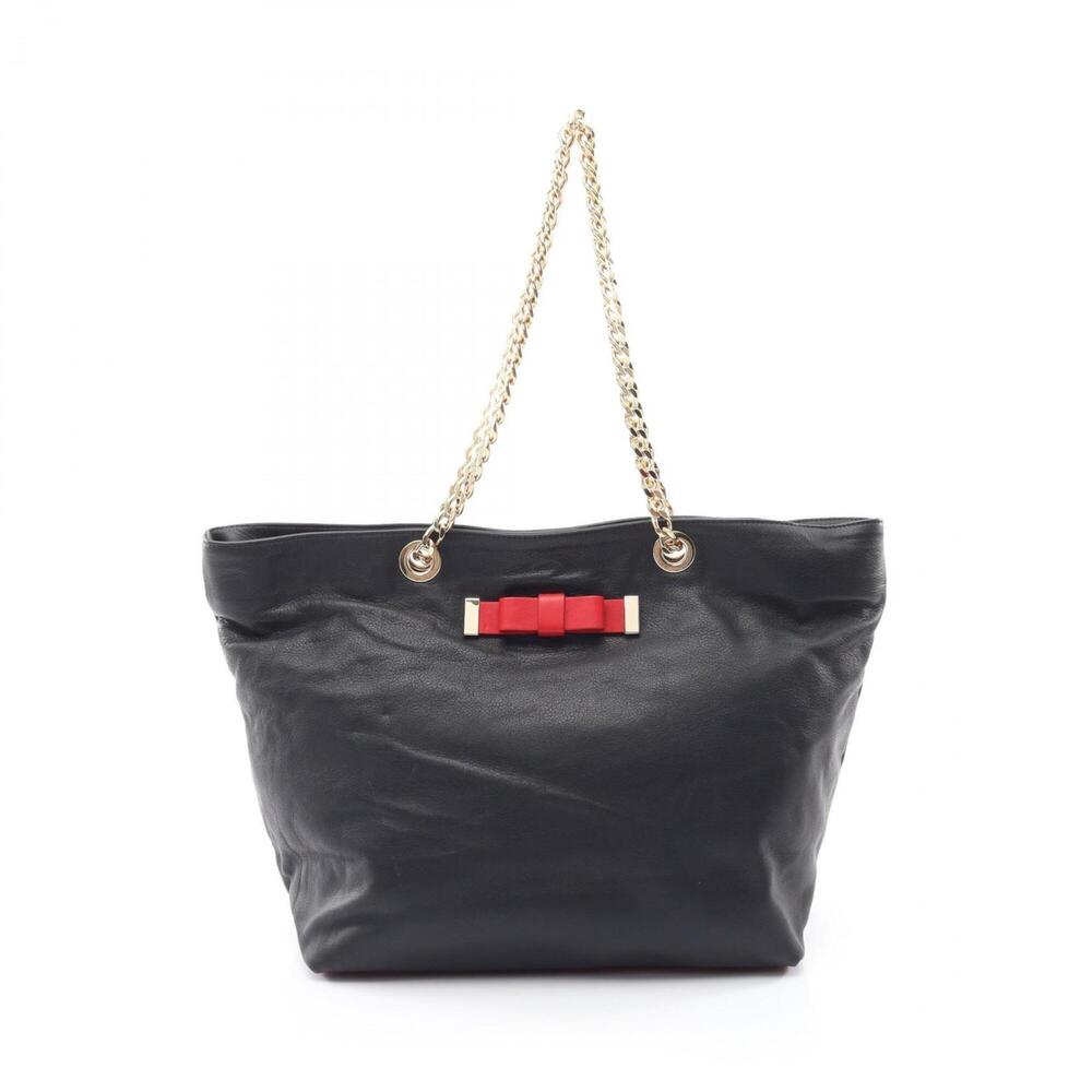 Valentino Ribbon Shoulder Bag/Handbag, Leather, Women's, Navy/Red